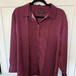 Banana Republic Burgundy and Blue Geometric Button-Up Shirt- BNWOT